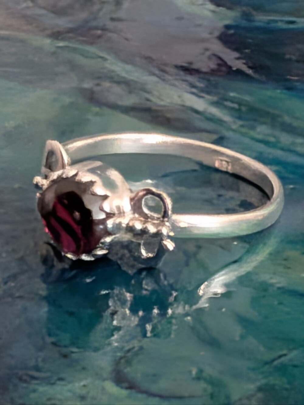 🆕 Unique 925 Sterling Silver Ring Genuine Garnet Ring Size 10 Solid Sterling - Picture 8 of 11